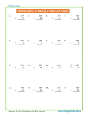 cover image of Multiplication: 3-Digit By 2- and 1-Digit